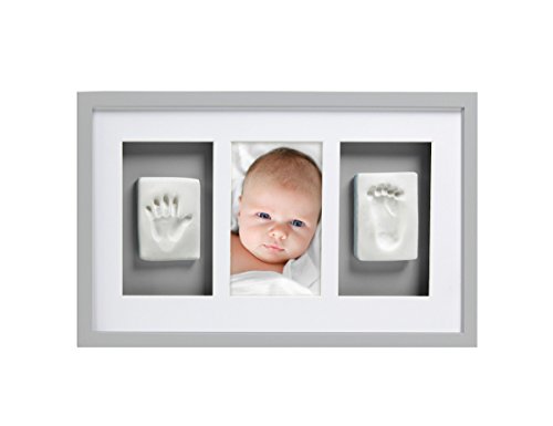Pearhead Babyprints – Moldura de parede e impressão de pegada de bebê recém-nascido – Um presente perfeito para chá de bebê, cinza