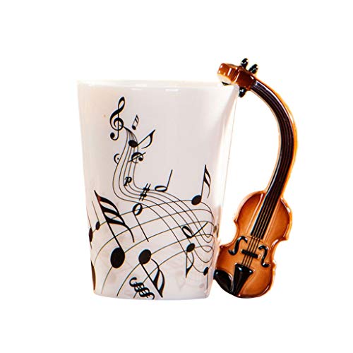 RTPUYTR Caneca de violino de café copo de leite de cerâmica com alça presente para músicos violinistas