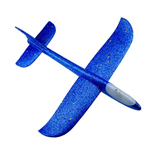 Homesen Voador Planador com Flash Led Luz 18,9'Modo de Voo de Espuma Arremesso Avião Avião Acrobático Jogo de Esportes Ao Ar Livre Brinquedo Presente para Crianças 3 4 5 6 7 Anos Meninos Azul