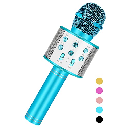 Brinquedos para crianças para 7 8 9 10 anos de idade microfone para meninas de natal para 6-12 anos de idade, microfone de karaokê para crianças, brinquedos para meninas para(Azul)
