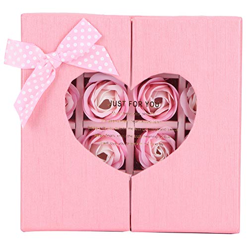 Flor artificial, caixa de presente de flor rosa ecologicamente correta, com caixa de presente para dia de ação de graças para dia dos namorados para namorada para mãe(Cor de rosa)